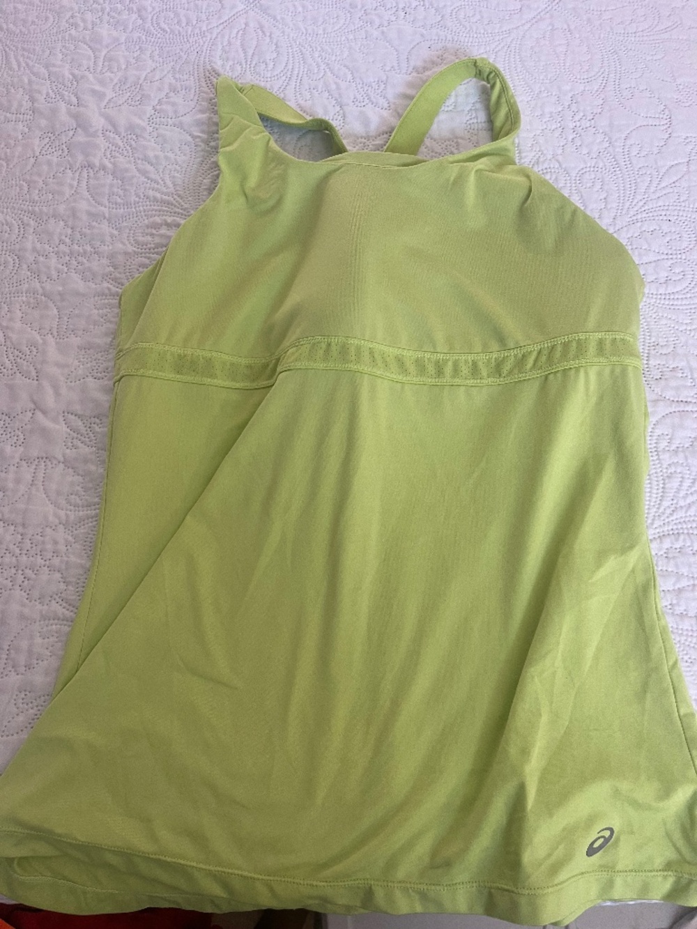 Asics green top shelf bra size large tank